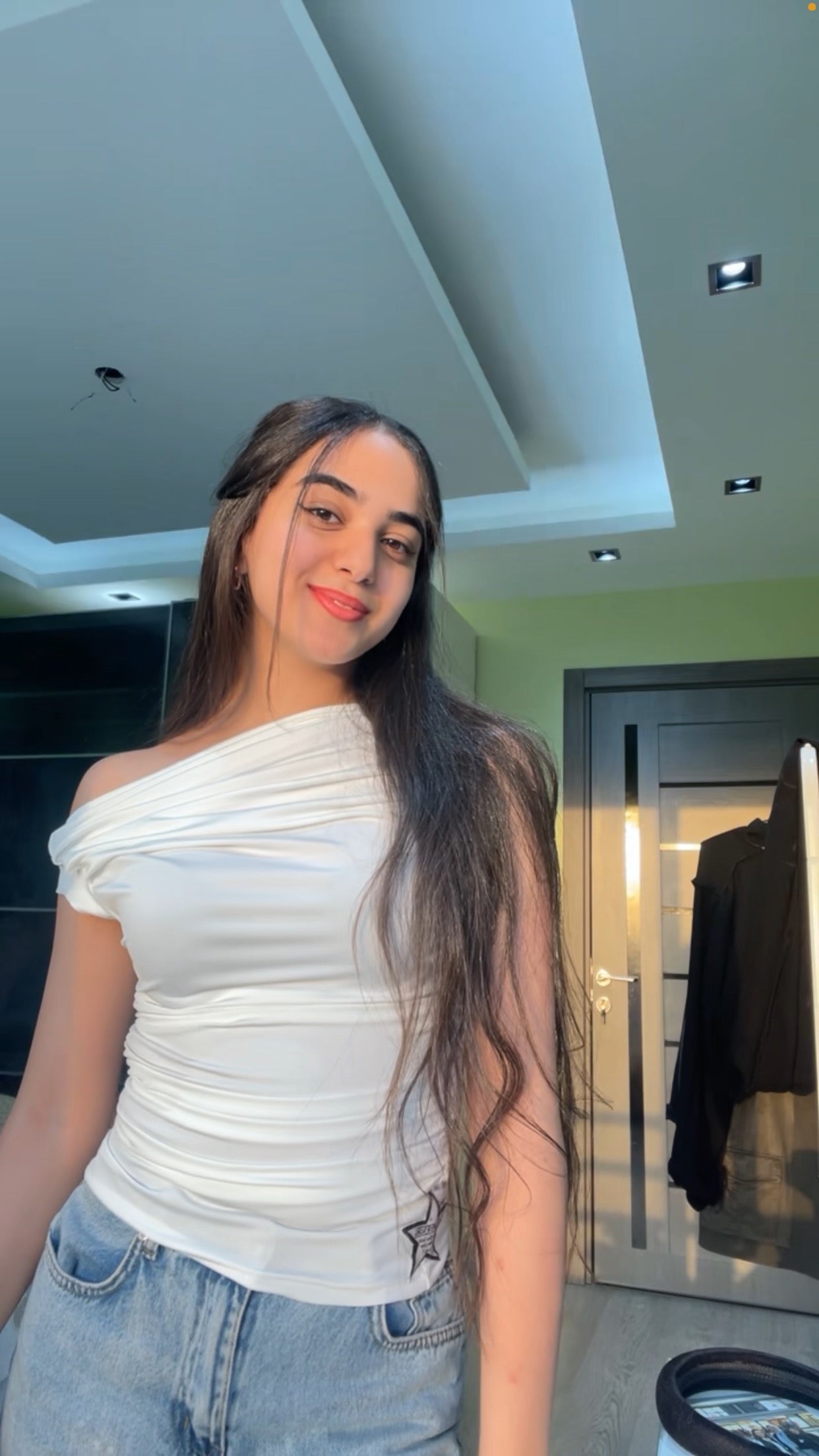 White One Shoulder Drappe Top