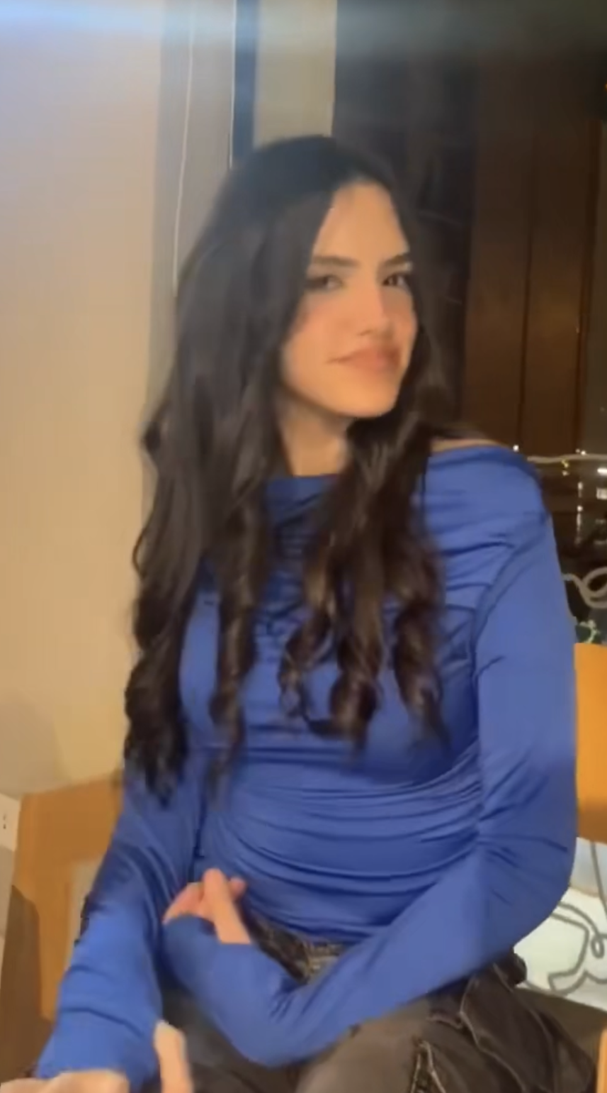 Blue Shades Long Sleeves One Shoulder Drappe Top