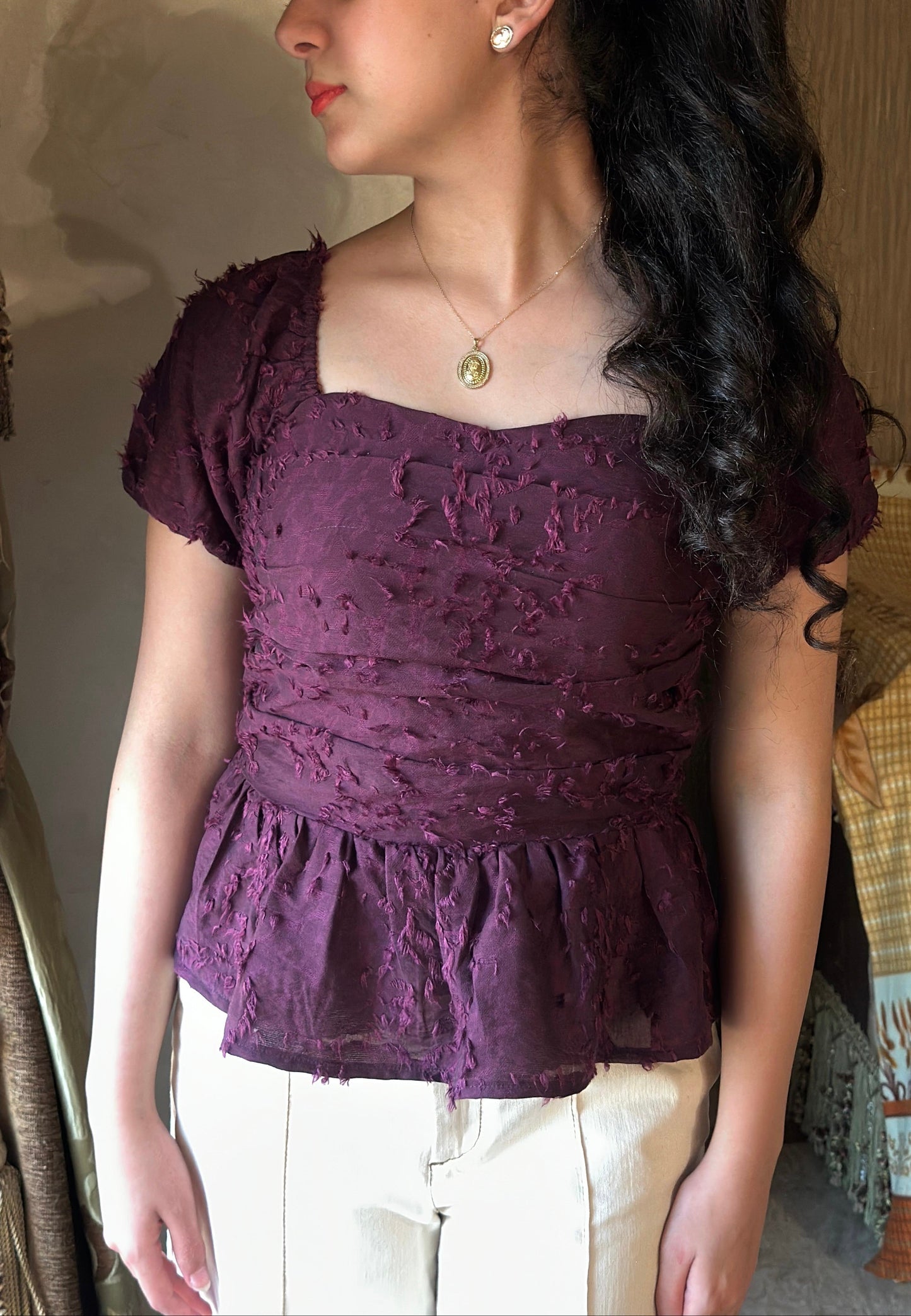 Sculpted Peplum Blouse