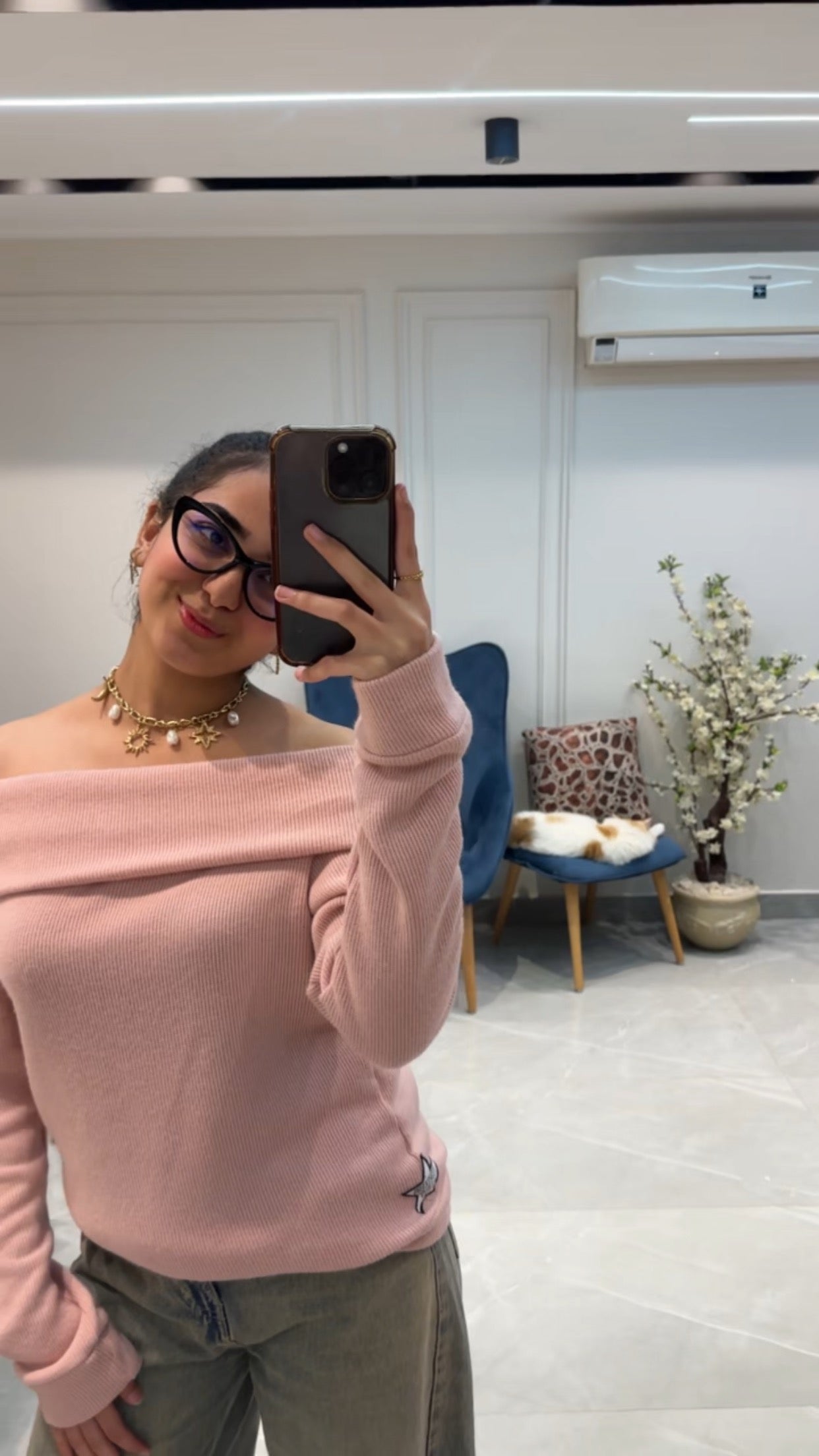 Knitted Off Shoulder Sweater