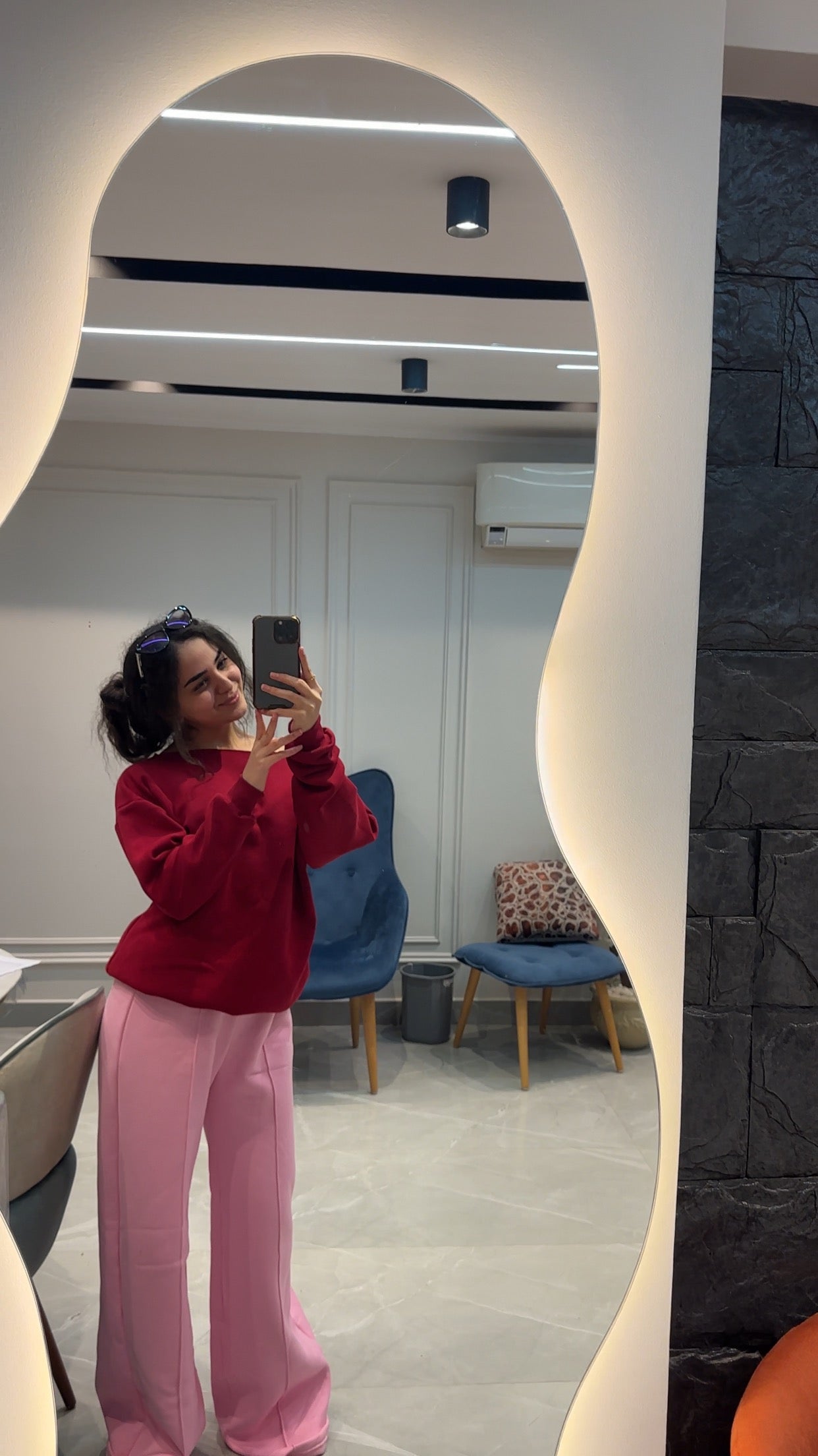 Dark Red Oversized One Shoulder Sweater