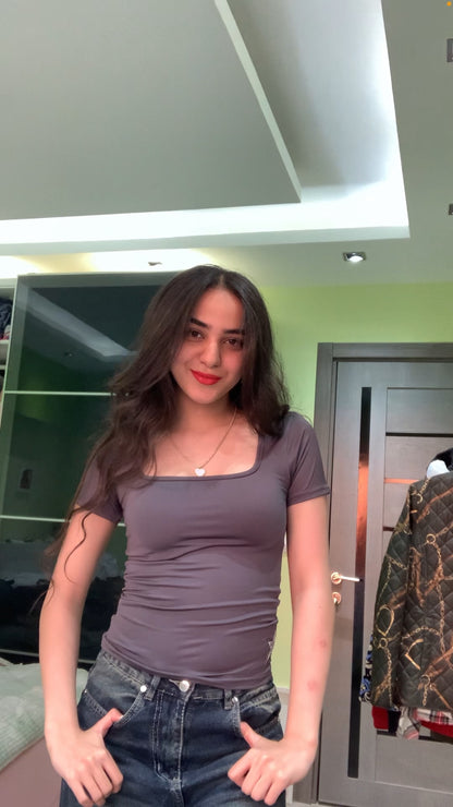 Dark Grey 2 in 1 Basic Top