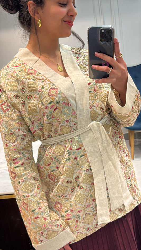Indian handmade embroidered kimono [ New pattern ]