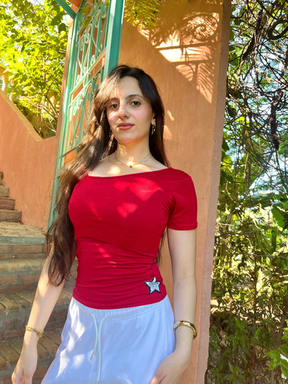 V-Cut short sleeves top