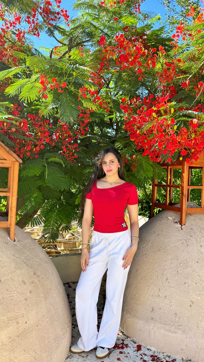V-Cut short sleeves top
