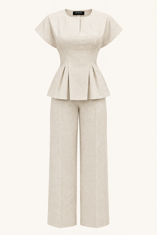 pure linen peplum set