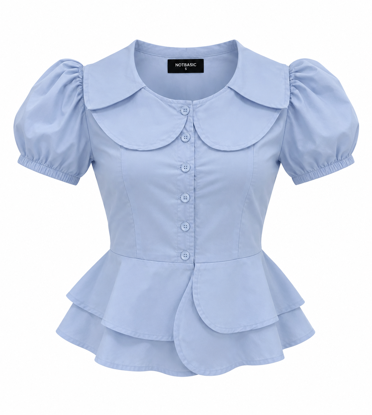 layered baby blue blouse