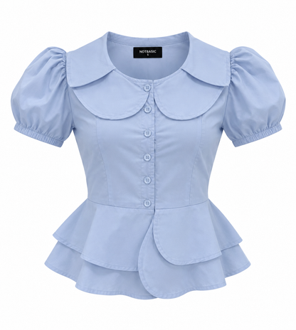 layered baby blue blouse