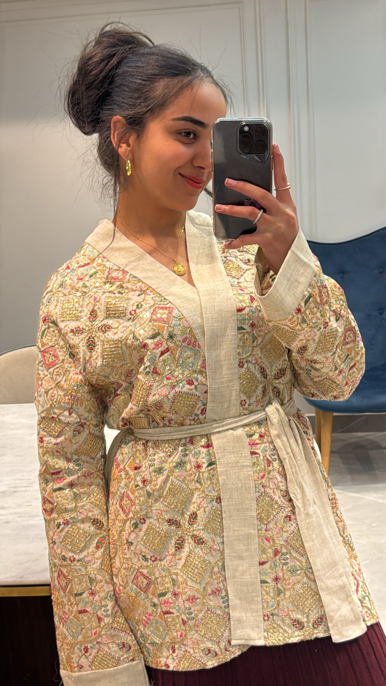 Indian handmade embroidered kimono [ New pattern ]