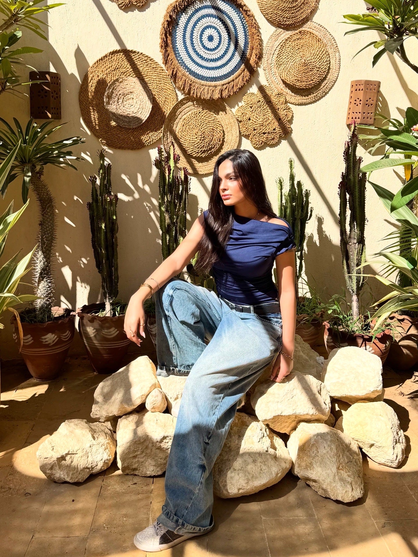 Blue Shades One Shoulder Drappe Top