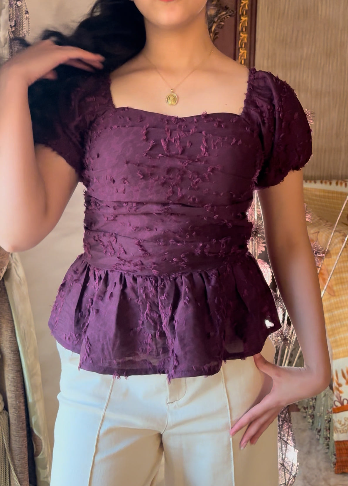 Sculpted Peplum Blouse