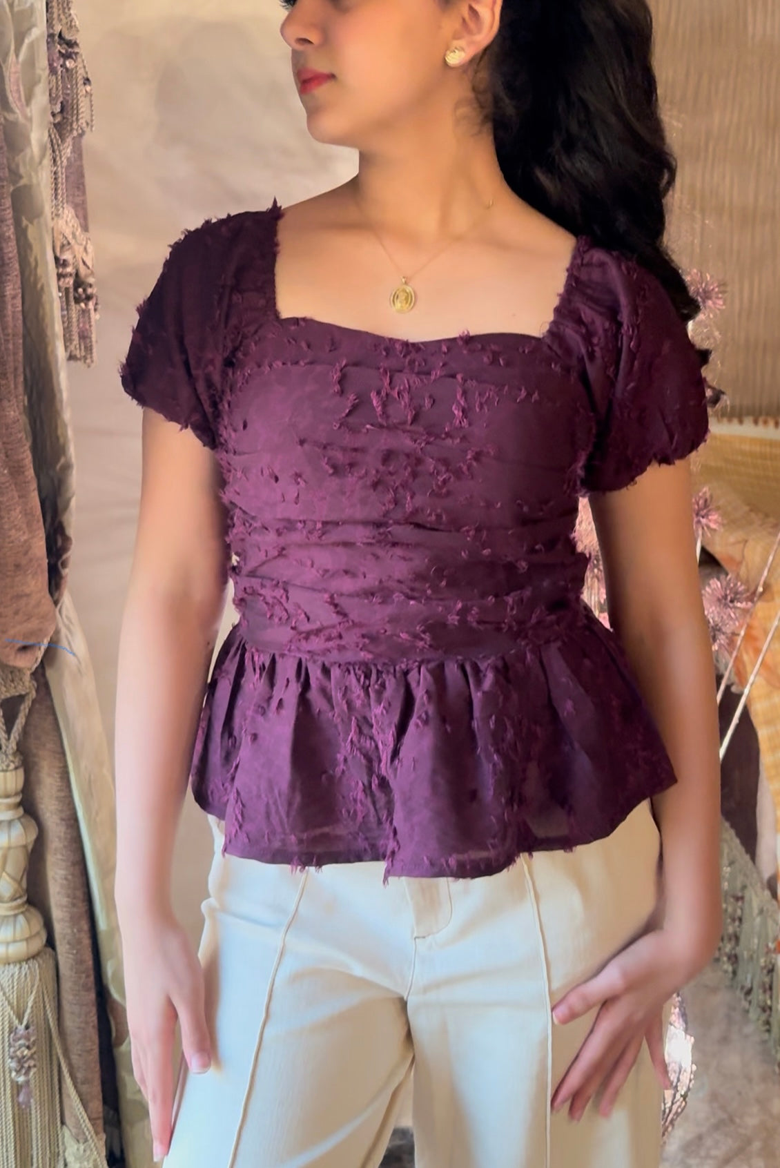 Sculpted Peplum Blouse