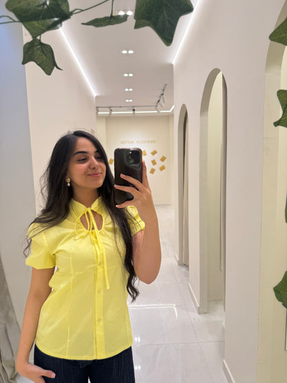 coquette butter yellow shirt