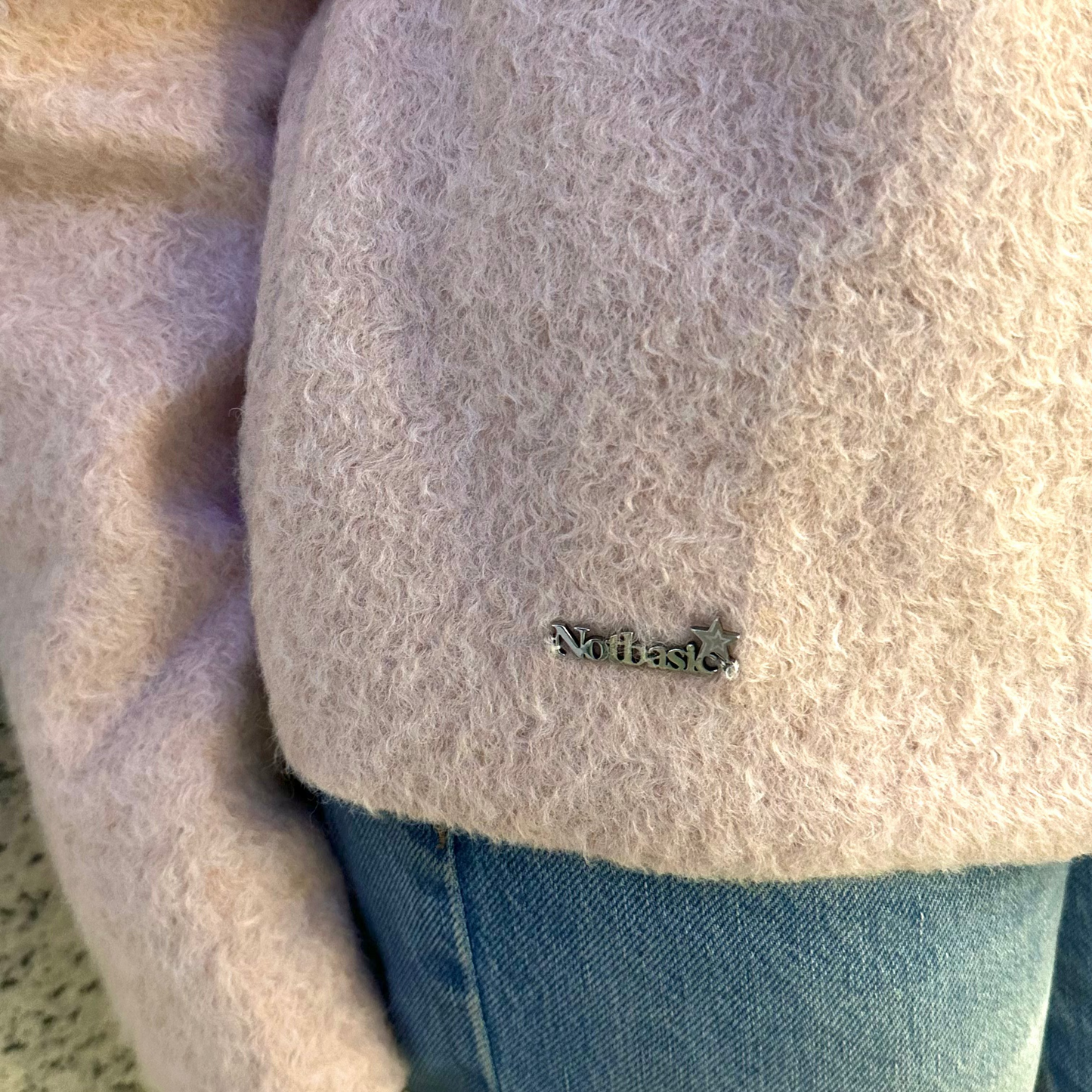 One Shoulder Fleece-Mohair Sweater