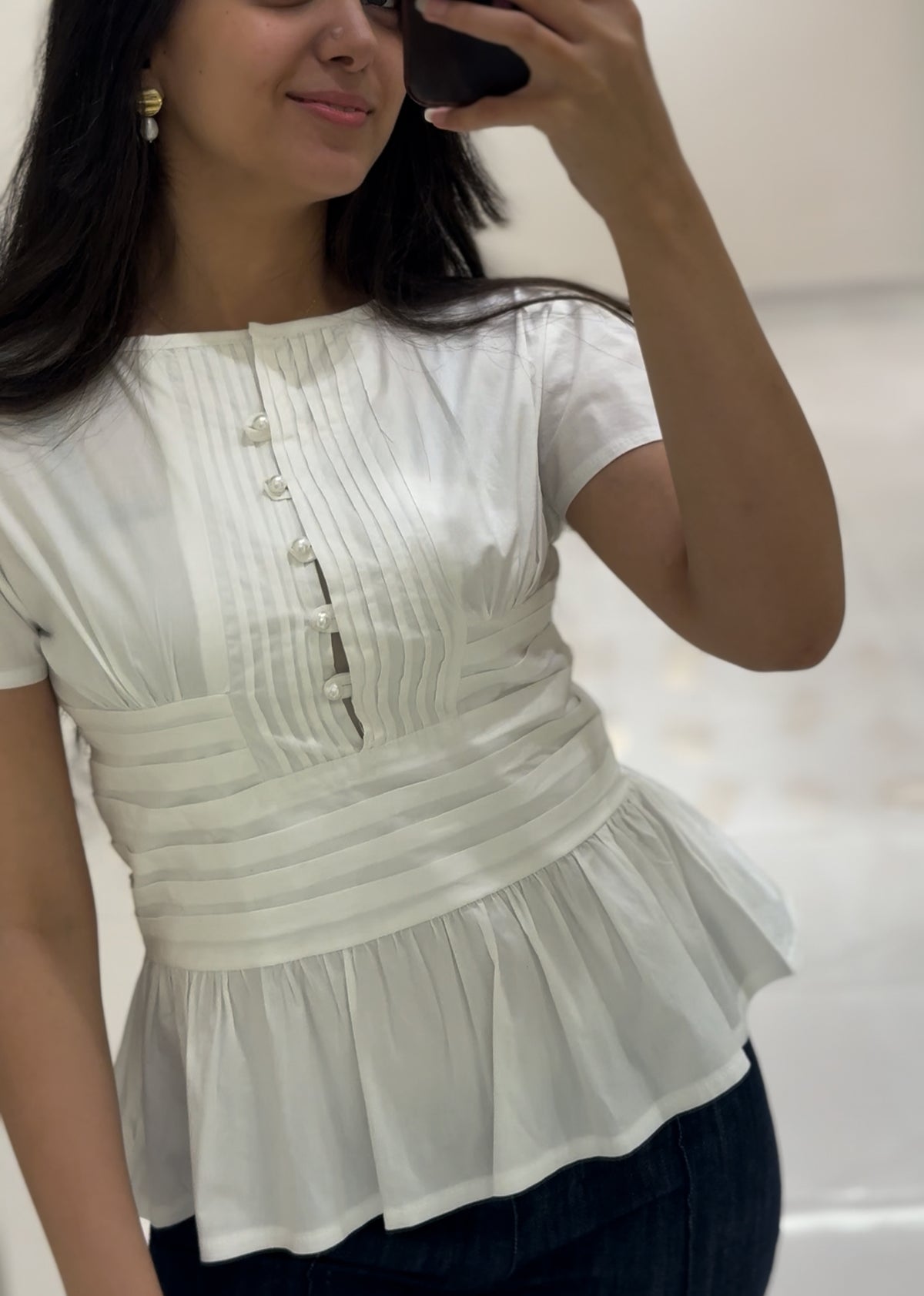 Pearl poplin blouse