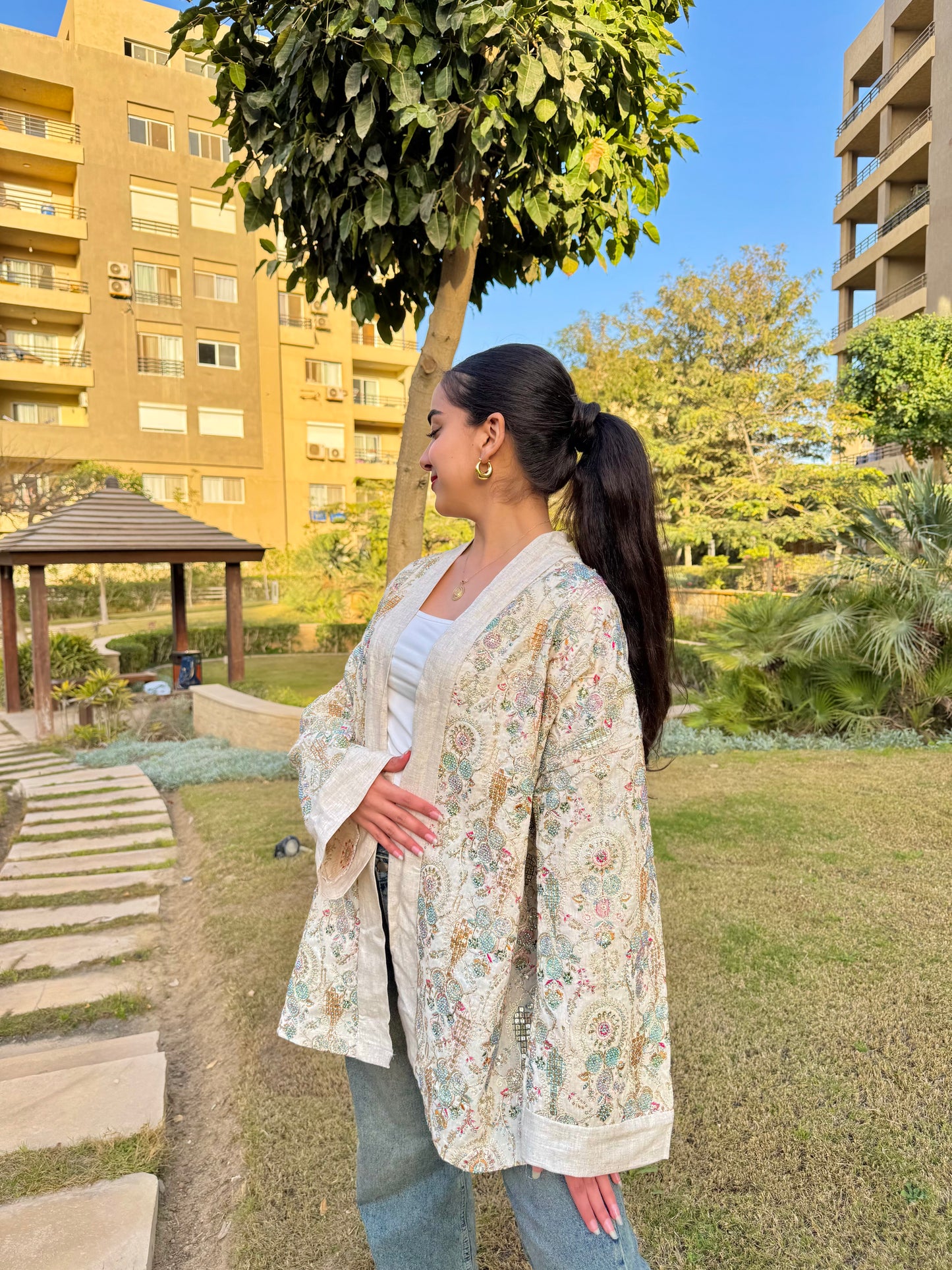 Indian handmade embroidered kimono