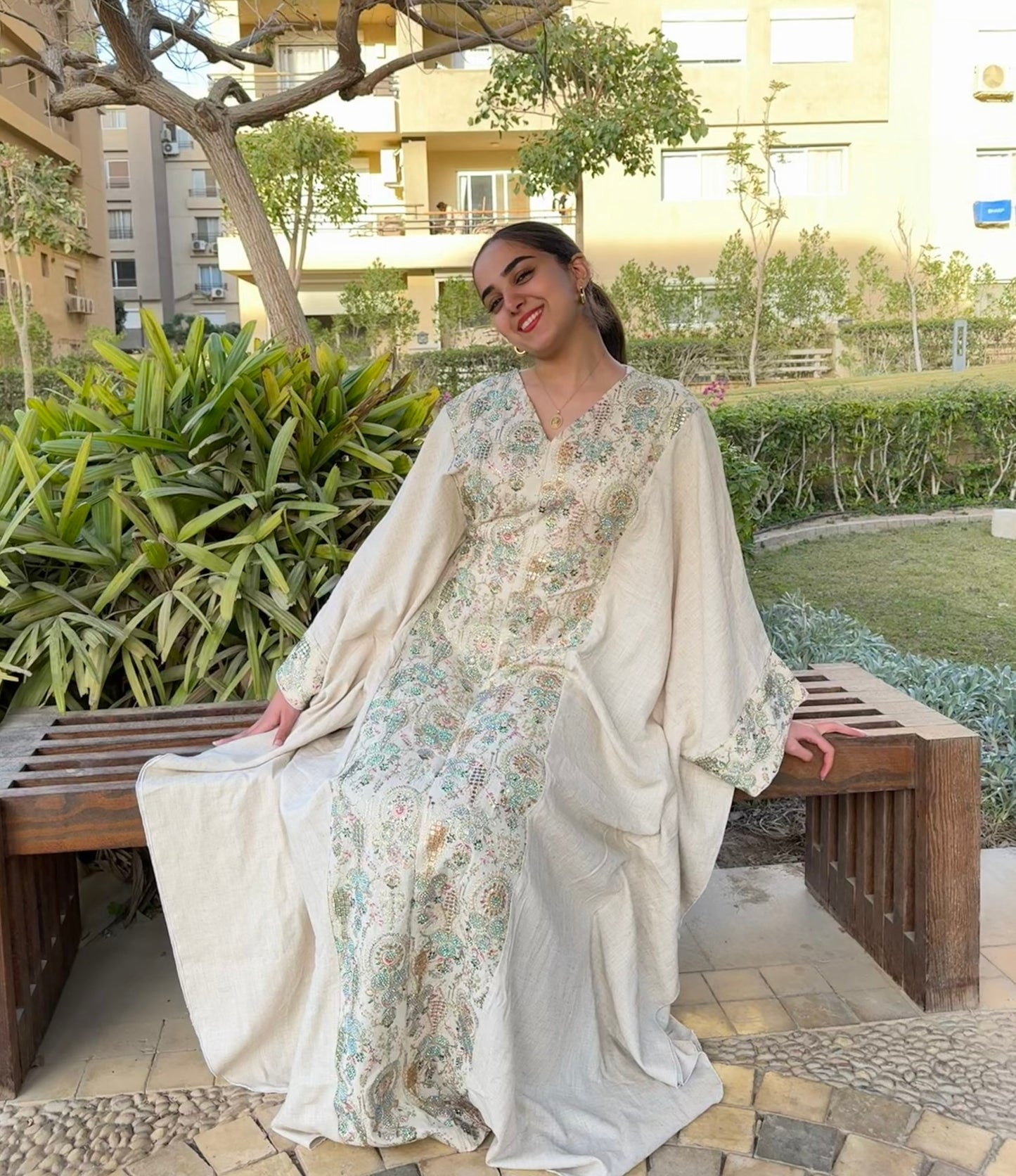 Butterfly indian embroidered abaya