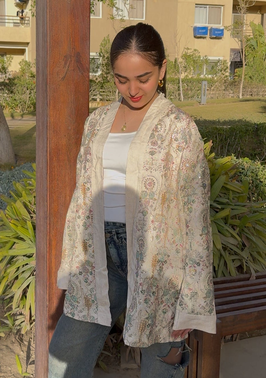 Indian handmade embroidered kimono