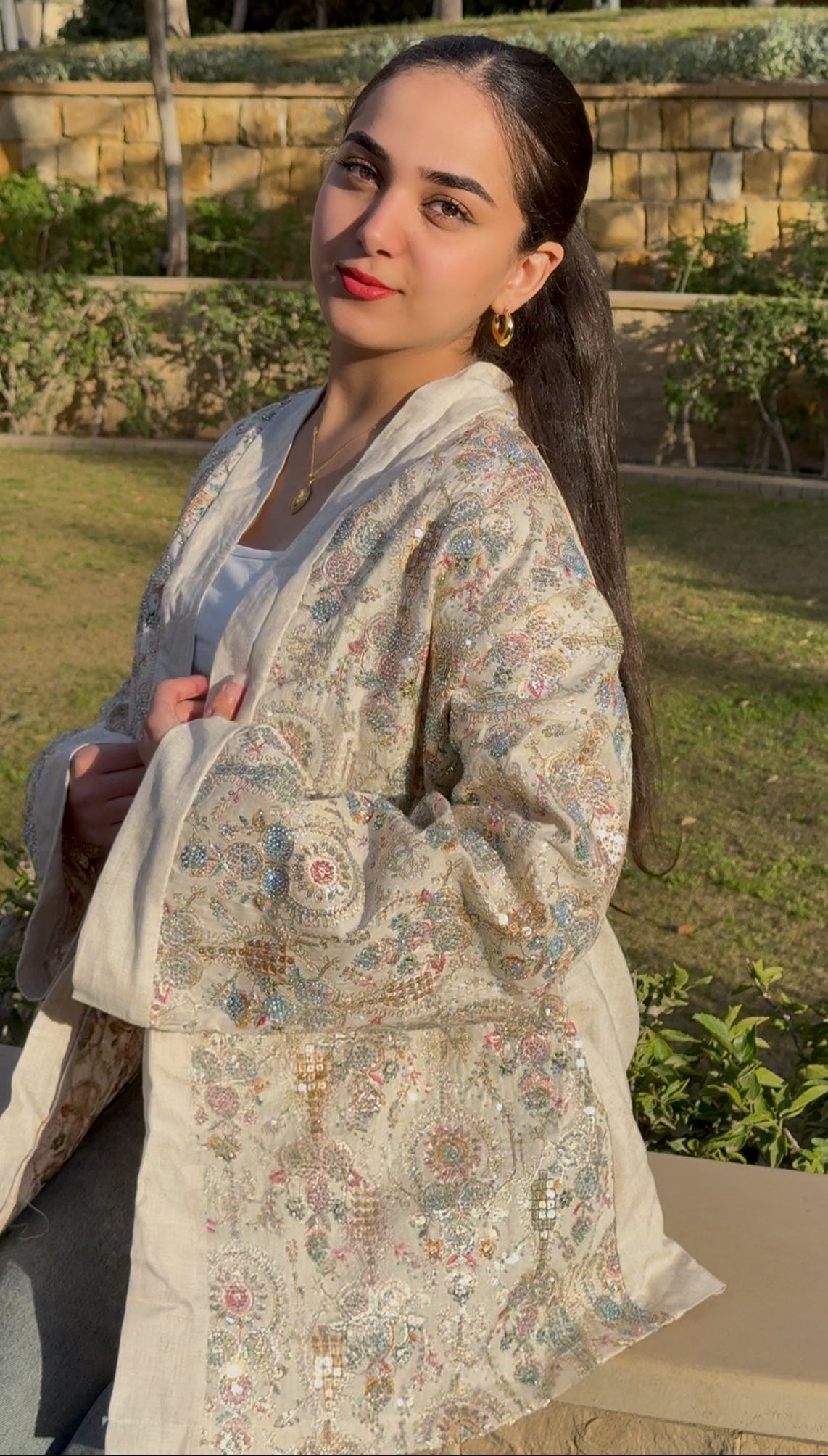 Indian handmade embroidered kimono
