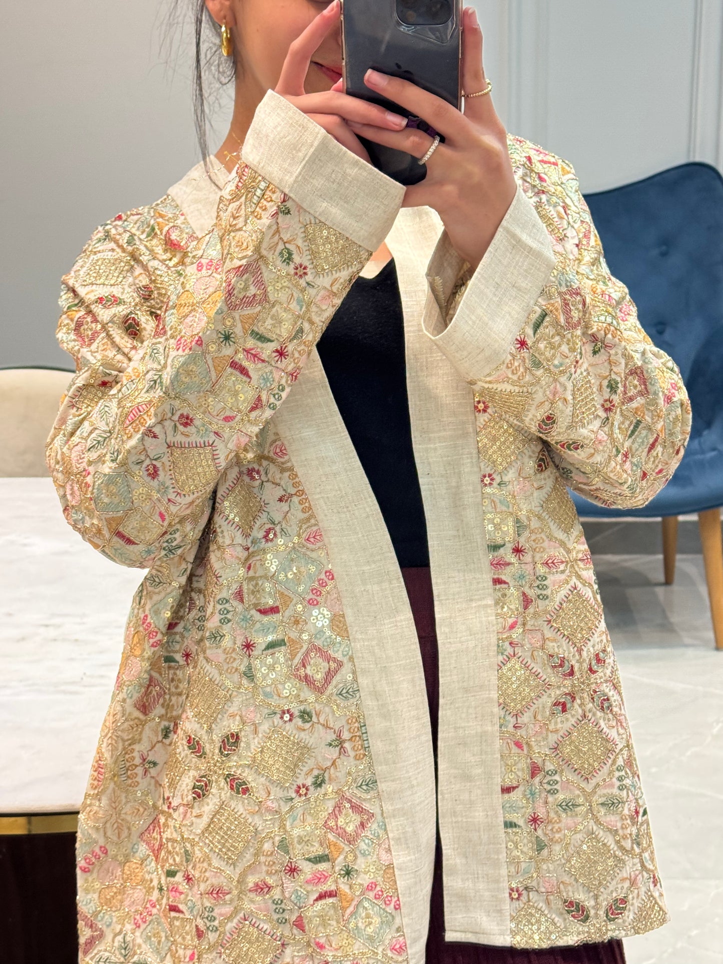 Indian handmade embroidered kimono [ New pattern ]